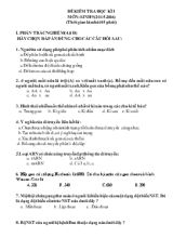 Đề kiểm tra học kì I môn sinh 9 (2015-2016) (thời gian làm bài 45 phút)